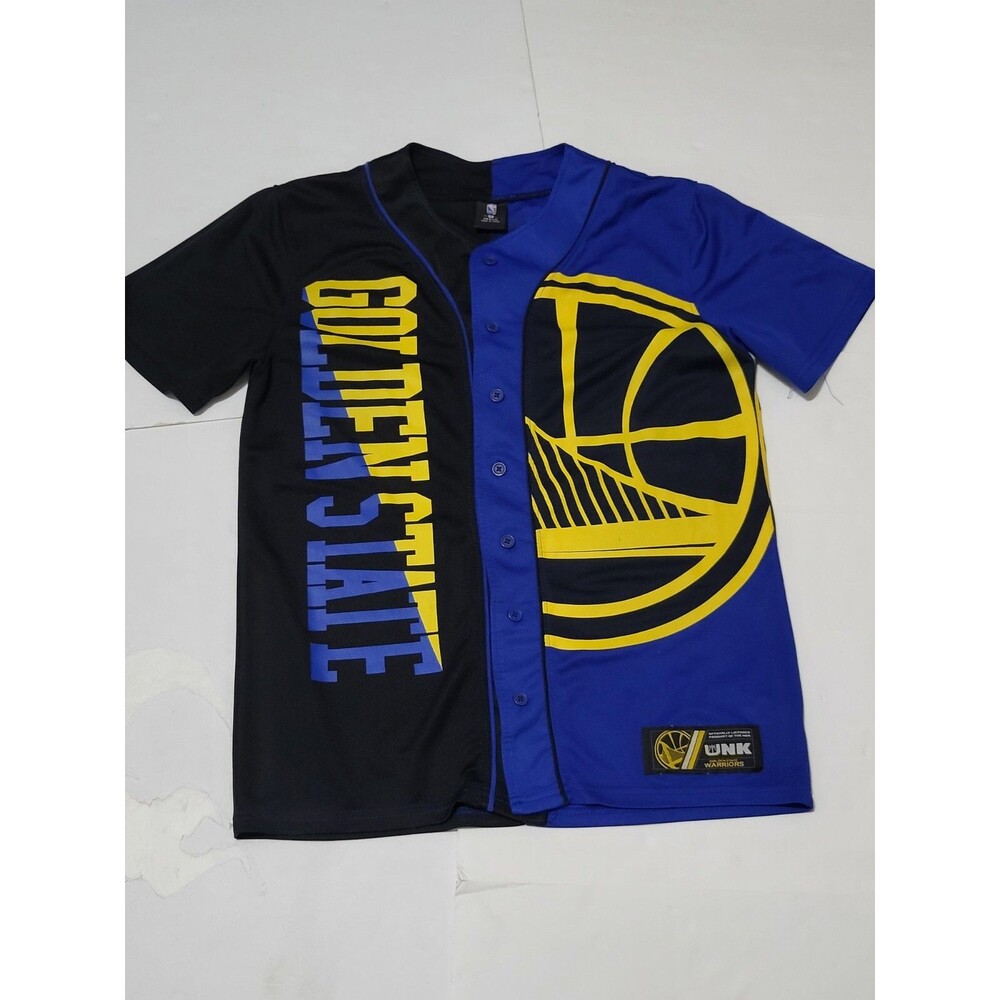 (#1) Golden State Unk Baseball Jersey Size Men's Medium Blue And Yellow